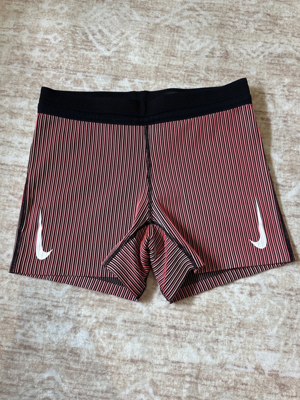 Nike Racing - Dri-Fit Adv - Women’s Red + Black Striped Shorts - Small